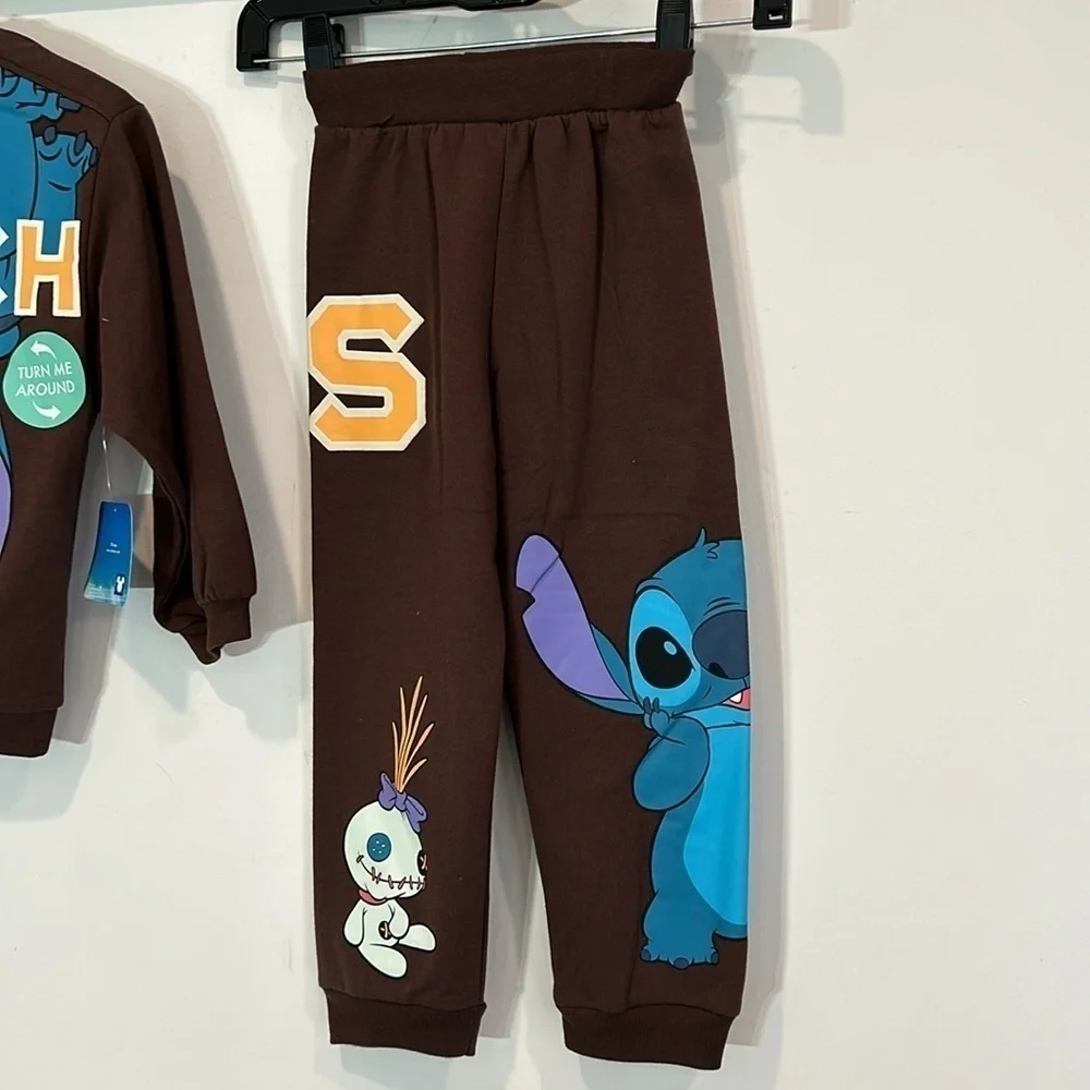 Disney officially licensed stitch graphic sweatsuit kids size 5 brown new w tags